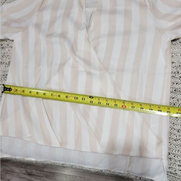 HYFVE striped wrap blouse Sz M Tan - Picture 9 of 13